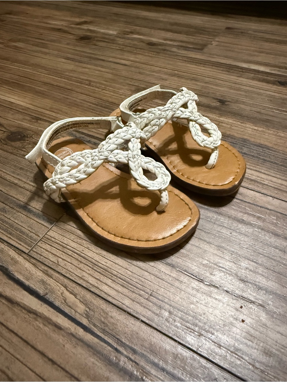 Kids Braided White Toe-Ring Sandals